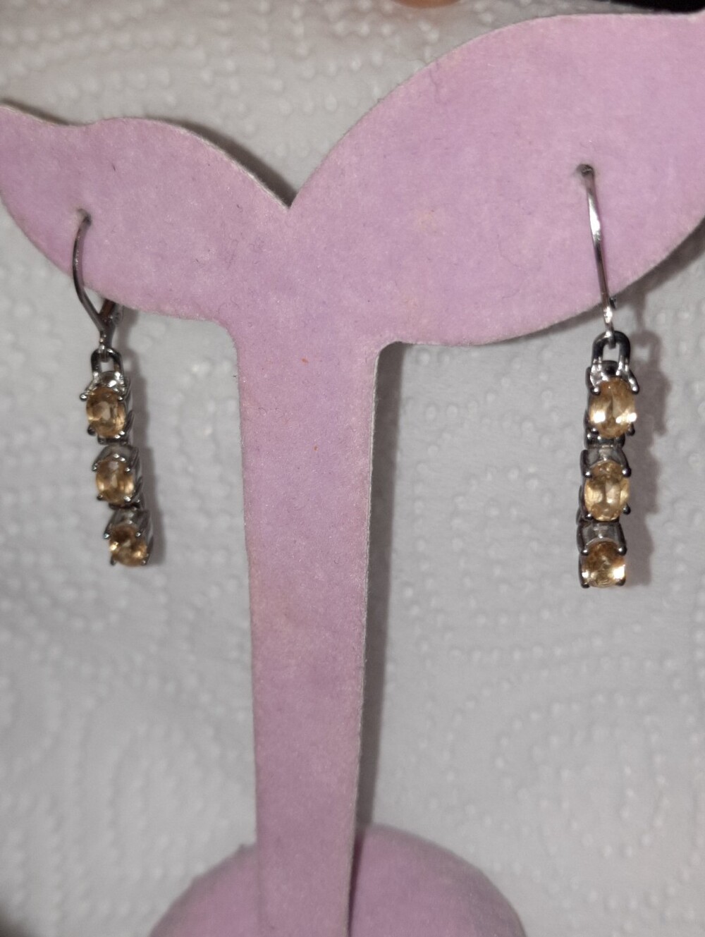 GENUINE November birthstone Citrine gorgeously Sassy dangle leverback earrings